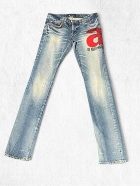 RARE Hysteric Glamour x Andy Warhol blue jeans with red A logo
